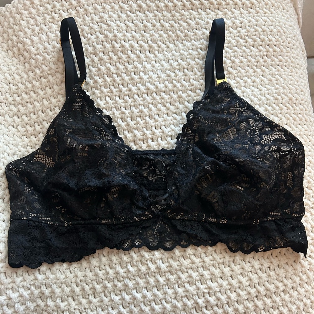 Aerie Black Lace Bralette with Adjustable Straps